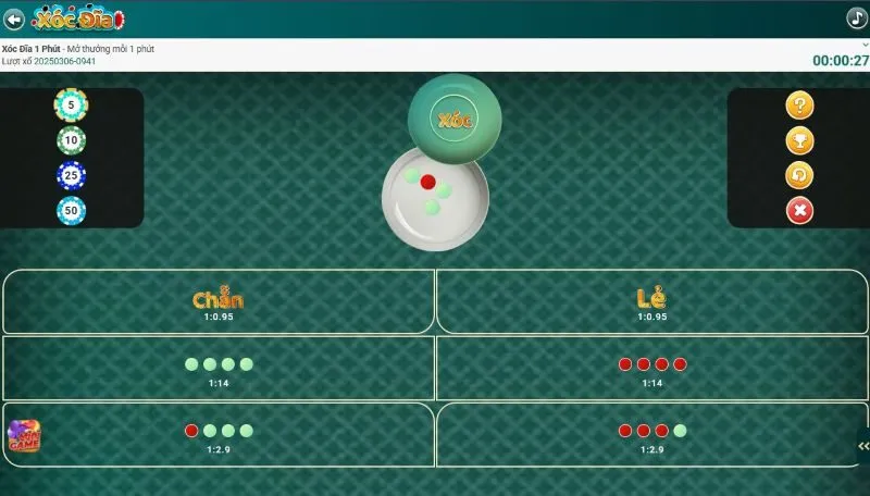 Chi tiết các cửa cược trong xóc đĩa 1 giây Loto188